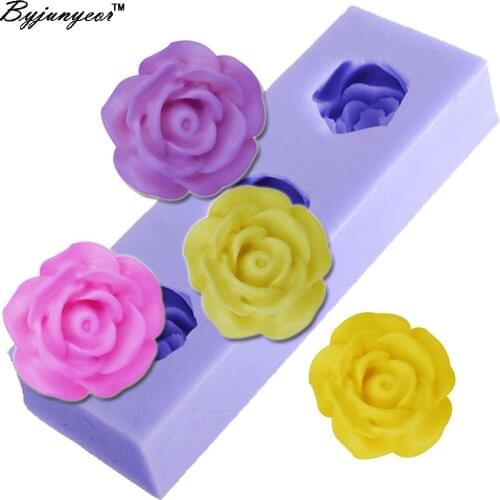 Byjunyeor M121 Epoxy UV Resin 3D Rose Mini Design Cake Decoration Fondant Chocolate Pudding Flower Silicone Mold High Quality
