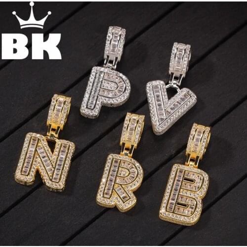 THE BLING KING Custom Small Bagnette Zircon letters Chain Necklaces & Pendant For Men Women Full Iced Out Cubic Zircon Hiphop