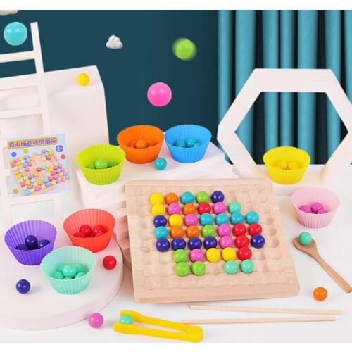 Color Clip Bead Xiaoxiaole Parent-child Concentration Training Wooden Childrens Early Education Board Game Educational Toy