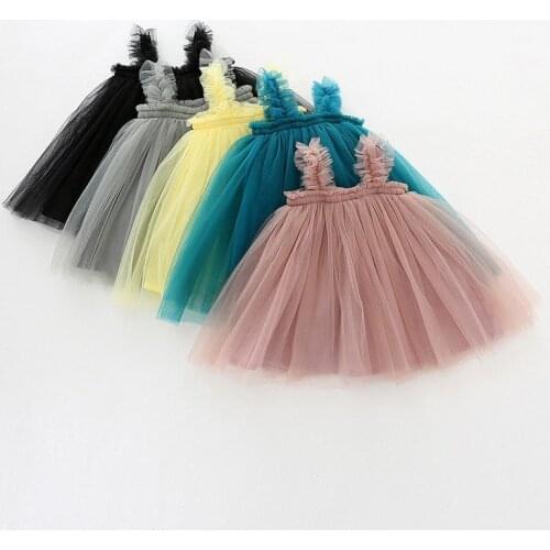 2021 new Summer Cute Sleeveless Strap Tulle Baby Girl Dress First Birthday Girl Party Princess Dress Toddler Girl Clothes 12M-4T