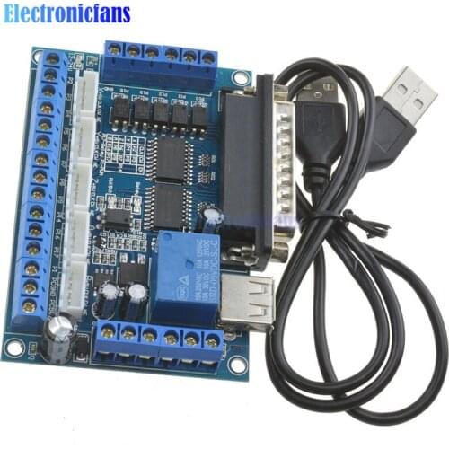 1Set MACH3 Engraving Machine 5 Axis CNC Breakout Board Module With Optical Coupler For Stepper Motor Drive Controller+USB Cable