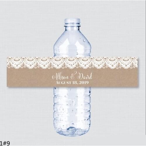 Custom name Wedding Water Bottle Labels Girl birthday Rustic Burlap and Lace Custom Water Bottle Labels personalise Sticker