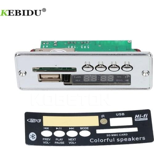 Kebidu Car USB Bluetooth Hands-free MP3 Player Integrated MP3 Decoder Board Module with Remote Control USB FM Aux Radio for Car