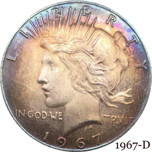 United States Of America US 1967 D Liberty Coin In God We Trust 1 One Peace Dollar Cupronickel Silver Plated Copy Coins