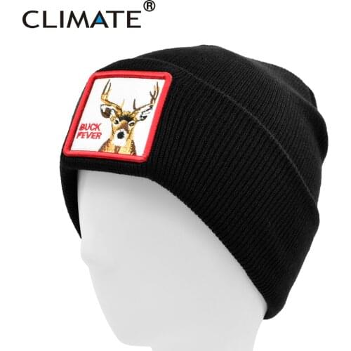 CLIMATE Buck Beanie Men Hat Animal Cool Winter Hat Warm Beanie Gray Winter Hat Winter Man Mens Beanie Animal Logo
