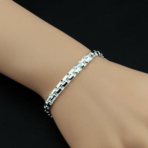 Chain on Hand Bracelets Men Stainless Steel Fashion Charm Silver Color Bracelet Fashion Jewelry 2021 Hip Hop Rock Bracelet Homme