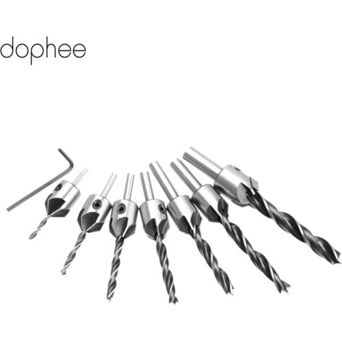 Dophee 3/4/5/6MM Woodworking Tools Wood Drill Bits HSS Flute Countersink Drill Bit Reamer Chamfer Tool Drill Accessory Carbon