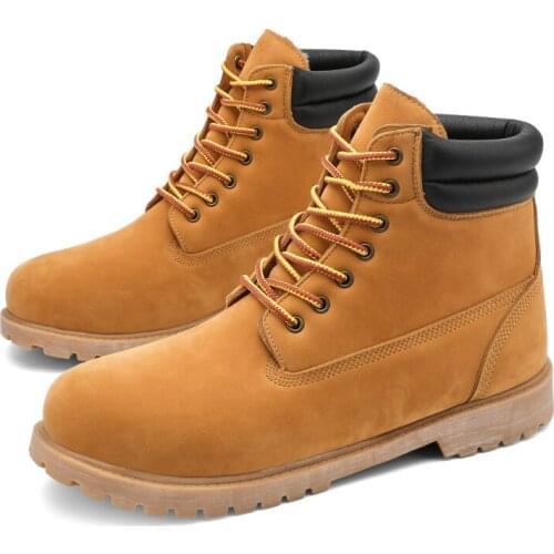 New Brand Men Chelsea Snow Boots Artfical Leather Winter Autumn Motorcycle Ankle Shoes Western Work Safety High Top Trainers