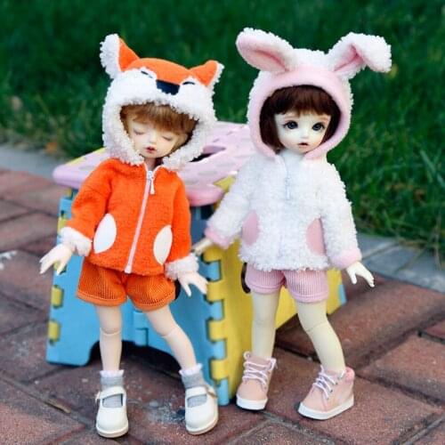 New 1/6BJD doll clothes cute rabbit animal clothes suit hooded jacket + shorts for YOSD, 30cm BJD, DD, SD doll clothes