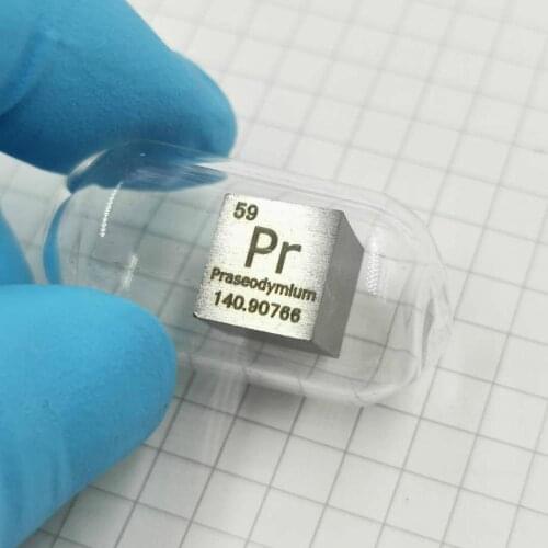 Praseodymium Cube Bulk Glass Seal Pure 99.9% Periodic Table of Rare-earth Metal Elements for DIY Research Study School Education