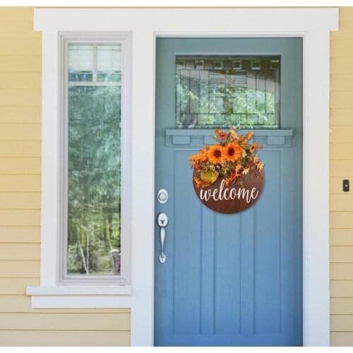 Attractive Welcome Sign High Durability Anti-deform Sign Plaque Burr Free Plastic Sunflowers Welcome Wreath Sign Decor Plaques