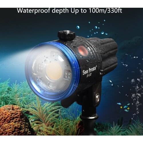 100m/330ft Professional Wateproof Diving Flashlight LED Photography Video Light Red Green Blue UV Light Diving Torch