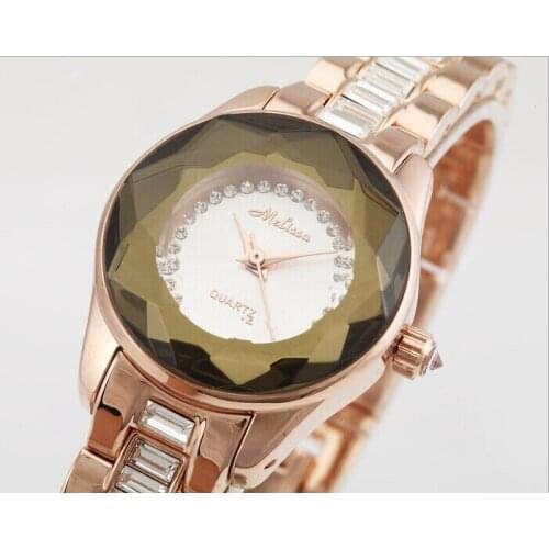 Simple Fashion Brand MELISSA Women Full Steel Bracelet Watch Luxury Crystals Dress Wristwatch Quartz Analog Relojes Montre femme