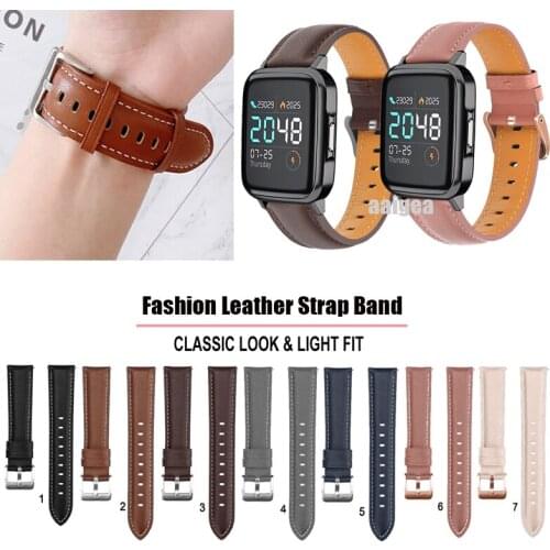 20mm 22mm Fashion Leather Watch Band Strap for Haylou LS02 Replacement Wrist strap Elegant Bracele