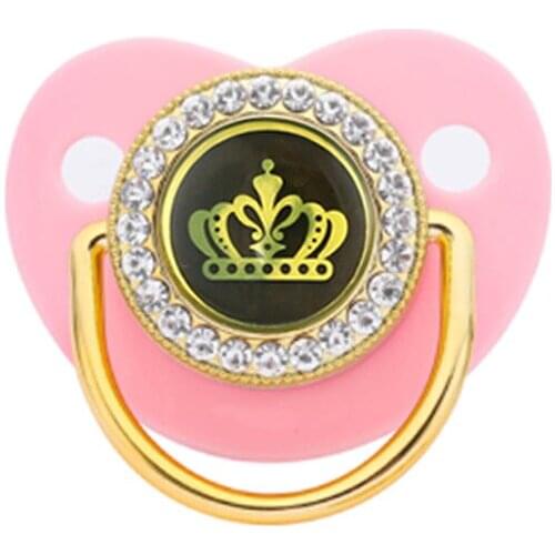 0-18 Month Luxury Bling Bling Rhinestone Crown Baby Pacifier Newborn Infant Silicone Orthodontic Pacifier Nipple TOY-055
