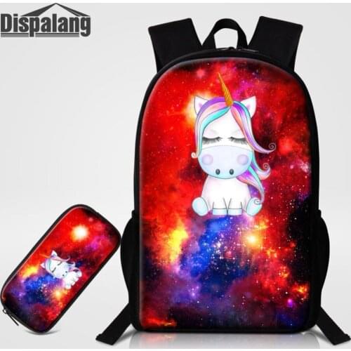 Unicorn Universe Space Backpacks With Pencil Bag 2 PCS Set For Student Girl Boy Fashion School Bag Children Daily Bagpack Rugtas