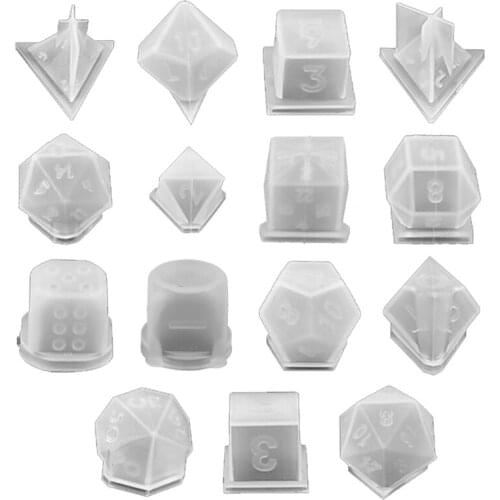 T84A 15 Shapes Irregular Dice Epoxy Resin Mold DIY Crafts Casting Tools Multi-spec Digital Game Silicone Mould