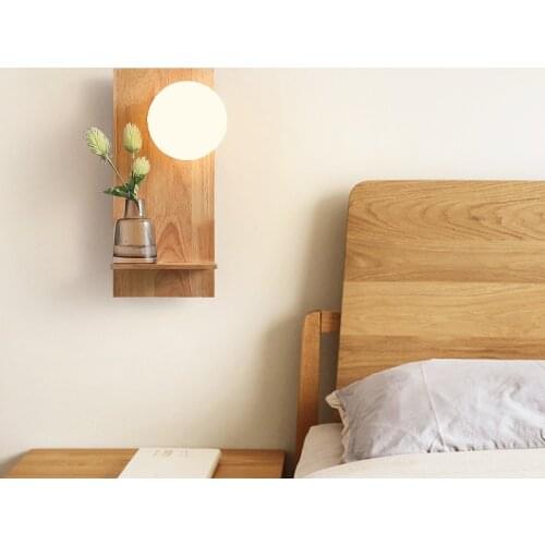 Nordic Simple Solid Wood Wall Lamp Bedroom Bedside Log Lamp Ins Net Red Magic Bean Living Room Background Wall Japanese LED Lamp