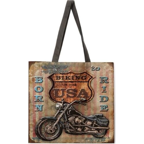 Japanese style illustration cat girl print handbag lady linen bag lady shoulder bag outdoor handbag foldable shopping bag