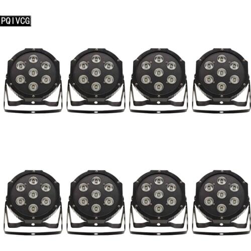 8pcs/7x18w 6in1 led Par light RGBWA+UV 6in1 flat par led dmx512 disco lights professional stage dj equipment