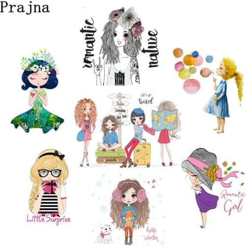 Iron on Patches DIY Cartoon Girl Thermo Transfer for Clothing Stickers on Baby Clothes Girl Kids Applique Heat Transfer Patches