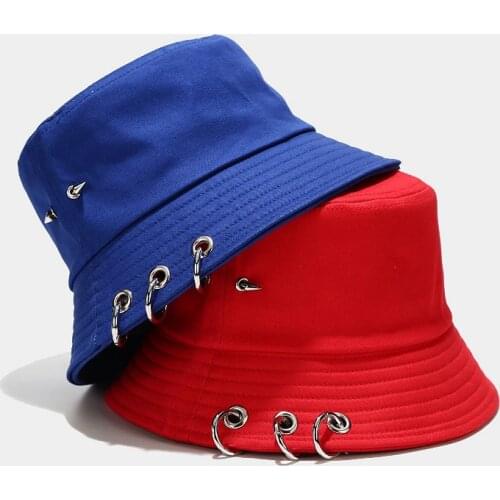 Spring Streetwear Hip Hop Bucket Hats For Women Men Outdoor Fisherman Hat Summer Black Foldable Hole Unisex Sun Caps PJ128