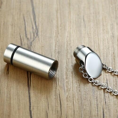 Waterproof Stainless Steel Cremation Urn Ash Tube Pendant Memorial Necklace 1pc