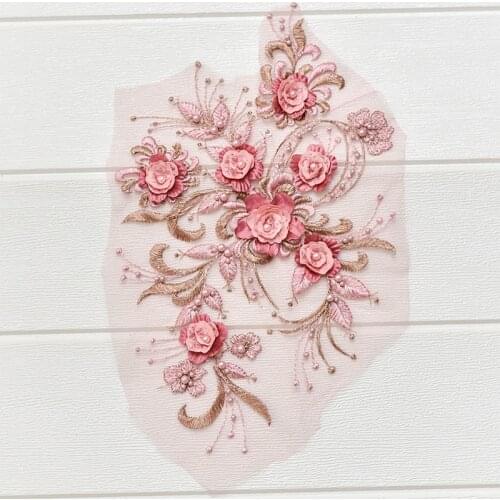 1pc Craft Colors Collar Venise 3D Floral Lace Applique Trim Decorated Neckline neck Collar Sewing Dress Decor Accessories Floral