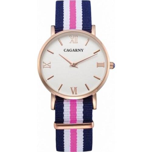 CAGARNY Watches Women Fashion Quartz Watch Clock Woman Rose Gold Ultra Thin Case Nylon Watchband Casual Ladies Quartz Watch Gift