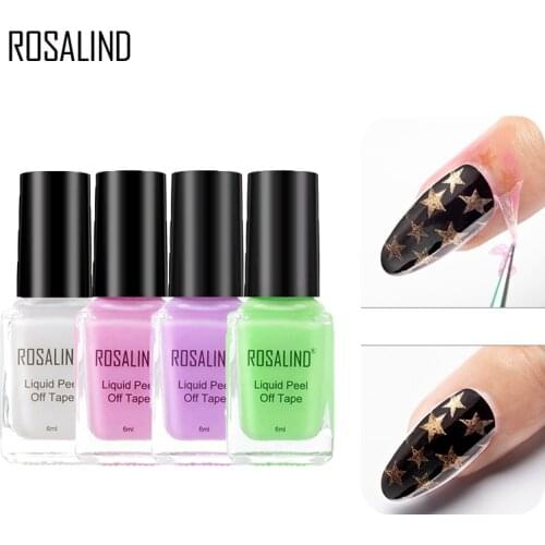 ROSALIND Peel Off Liquid Tape Fast Dry Special Anti-overflow Armor White Nail Art Gel Easy Clean Odor-free Nail Edge Gel 6ML