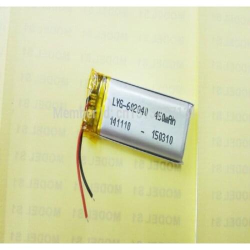 3.7V 450mAh 602040 Lithium Polymer Li-Po li ion Rechargeable Battery cells For Mp3 MP4 MP5 GPS mobile bluetooth