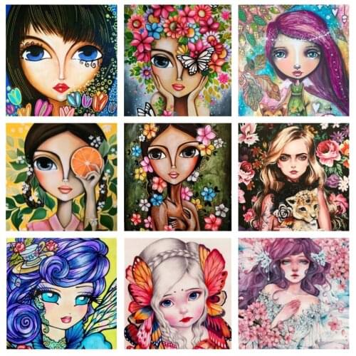 AB drill 5D DIY Mosaic Picture Crafts Art Hobby Diamond Painting Kit Big-eyed girl Diamond Embroidery Cross Stitch Home Decor