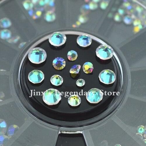 Flat back Acrylic Rhinestones Crystal AB Color 3D Nail Art Rhinestones wheel manicure nails decorations supplies tools