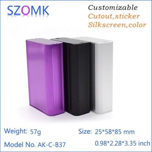 4 pcs, 25*58*85mm hot sales szomk aluminum electronic enclosure control box amplfier extrusion diy pcb box aluminum housing case