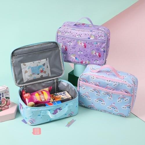 Kid Sequin Unicorn Lunch Bag Thermal Insulated Picnic Cooler Box for School Work Girls Boys Women Men Reusable Food Storage Bags