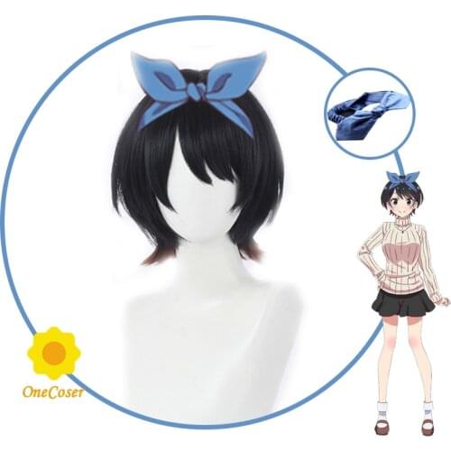 Anime Rent a Girlfriend Sarashina Ruka Cosplay Short Wig with Headwear Heat-resistant Fiber Hair + Wig Cap Party Girls Women