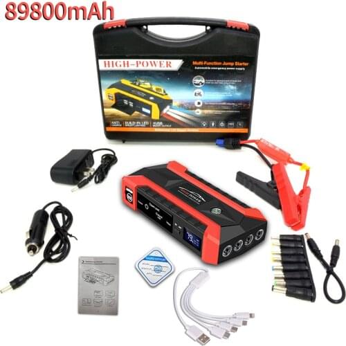 89800mAh 12V 4USB Car Battery Charger Starting Car Jump Starter Booster Power Bank Tool Kit For Auto Starting Device