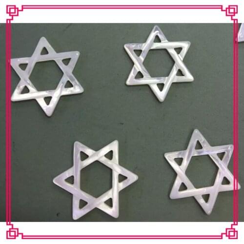 20PCS/ Lot Hollow White Mother of Pearl Shell David Star 25MM MOP Hollow David Star