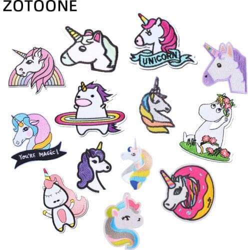 ZOTOONECartoon Unicorn Patches Stickers Diy Iron on Clothes Heat Transfer Applique Embroidered Patch Applications Cloth Fabric I