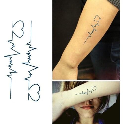1 Pc Waterproof Temporary Tattoos Skin Decoration sex Tags For Body Tattoo Stickers Electrocardiogram Shape 10*6cm