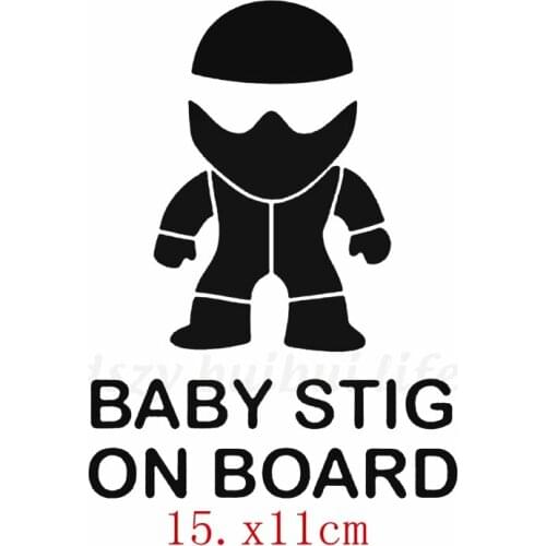 15.1x11cm Baby Stig On Board car sticker funny car stickers styling removable decal N441