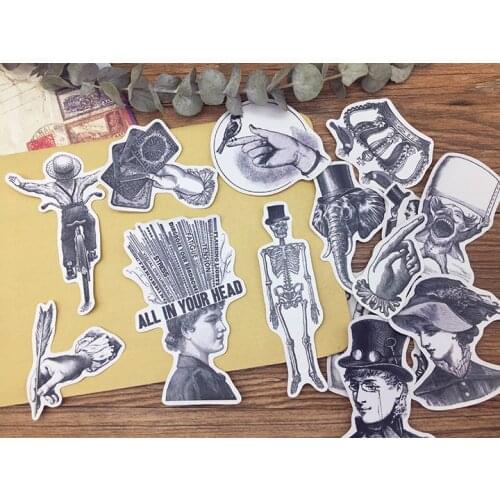 15PCS Retro characters stickers DIY scrapbooking phone week journal album diary happy plan decorative stickers