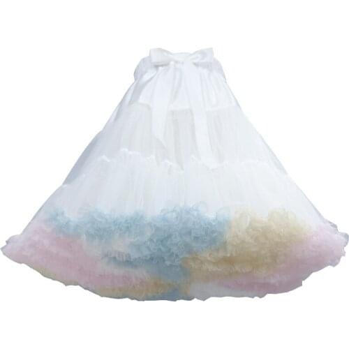 2021 Lolita Fairy Princess Dress Pink Maid Colorful Cloud Soft Yarn Skirt Tutu Fluffy Petticoat Women Cosplay Clothing