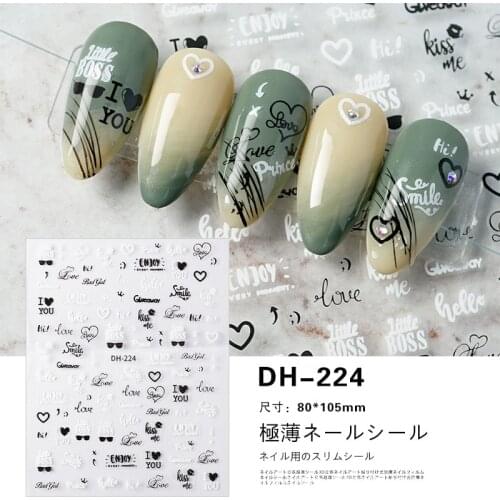 1PC Hollow 3D Nail Stickers Black White Wild Leopard Snake Star Letter Design Adhesive Decals Nail Art Decoration Tip Slider New