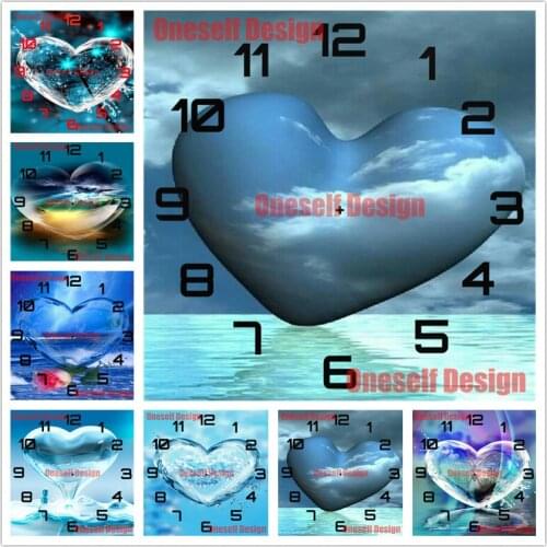 5d diamond painting full square with clock heart 5d diamond embroidery full set with clock heart decoration home christmas gift