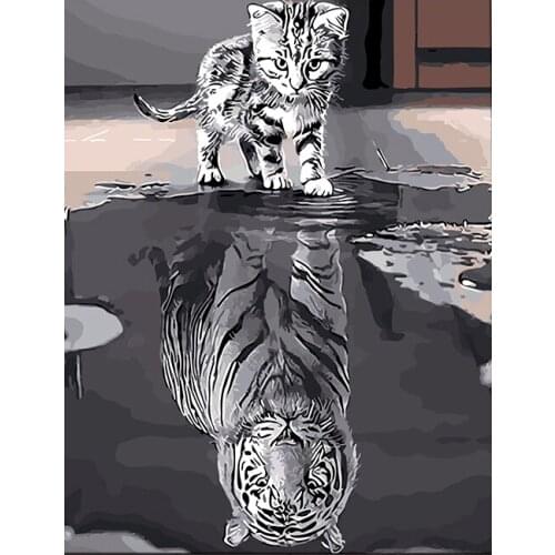 5D DIY Diamond Painting Cat or Tiger Diamond Embroidery Full Cross Stitch Rhinestone Mosaic Home Decor Handmade Gift