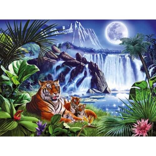 5D DIY diamond embroidery tiger&waterfall diamond painting Cross Stitch full drill Rhinestone mosaic home decoration