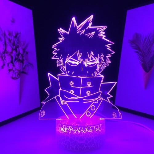 Anime My Hero Academia Katsuki Bakugo 3D LED Night Light for Birthday Gift Bedroom Decor Manga Gadget Table Lamp