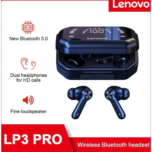 Lenovo LP3 Pro Wireless Bluetooth 5.0 Earphones Waterproof TWS Low Latency HiFi Stereo Sound Earbuds with LED Power Display