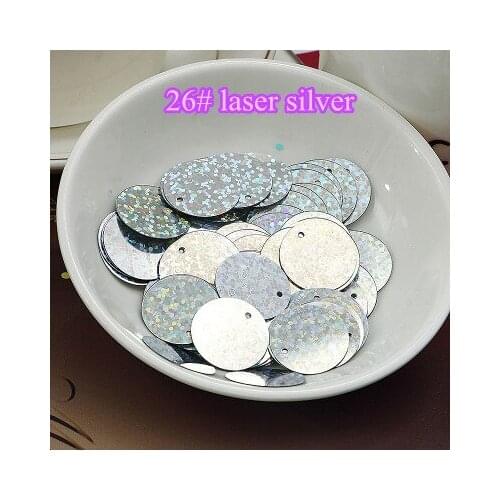 50g/lot Large Round Sequins 15mm PVC Sequin Flat Round Artesanatos Acessorios With Side Hole Dress Accessory Laser Silver